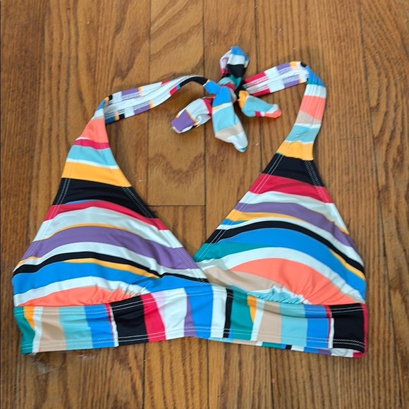 Anne Cole Signature Wavy Stripe Marilyn Halter Bikini Top NWT swimsuit - Picture 2 of 6